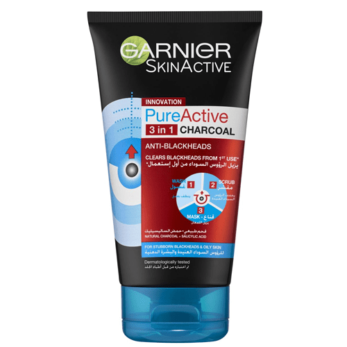 Garnier-Pure-Active-Intensive-3-In-1-Charcoal-Blackhead-Mask-Wash-Scrub-150ml